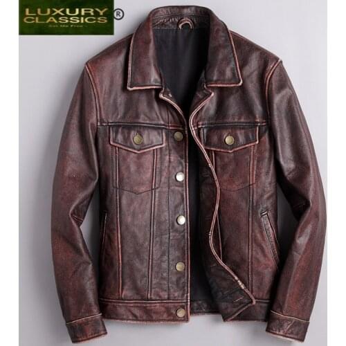Real Streetwear Leather Motorcycle Jacket Men Fashion 2021 Korean Casual Cow Genuine Leather Coat Casual Fit Clothes 1806