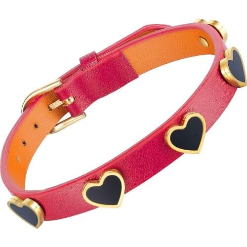 New Arrival Fashion Heart-shaped Acrylic Fiber Synthetic Leather Bracelets For Woman Gift Wholesale