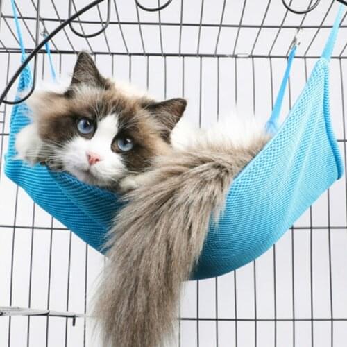 Cat Cooling Hanging Bed Blue Double- Sided Available Cool Breathable Hanging Mattress Summer Cooling Hammock for Cats Pet Supply
