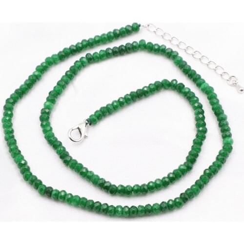 2x4mm Green Natural Malaysia Stone Choker Chain for Women Jades Beads Necklace Collare Necklaces Abacus Torque Jewelry 18" A813