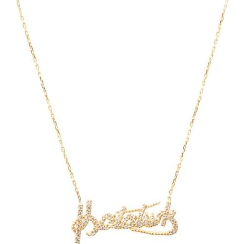 Women Handmade Silver Rose Necklace Turkish Ataturk Signature Necklace 925 Sterling Silver Made in Turkey