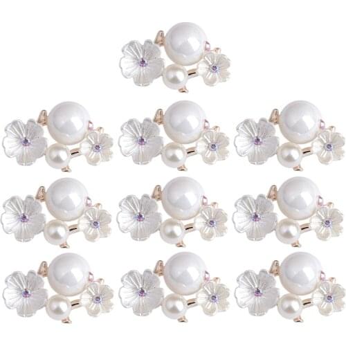 Phenovo 10pcs Alloy Crystal Pearl Flower Flatback Buttons Sewing Embellishment Jewelry Findings