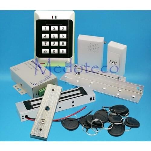 Complete 125khz Rfid Door Access Control System Kit EM Card Access Controller+350lbs Magnetic Lock+ZL Bracket for wood door