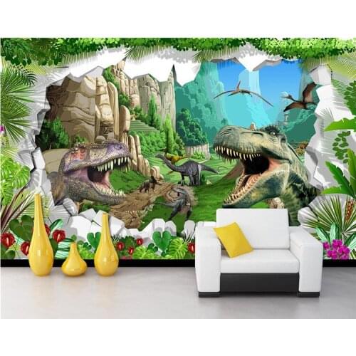 Custom Mural Wallpaper 3D Cartoon Dinosaur Living Room TV Background Wall Mural Childrens Room Bedroom Photo Backdrop Wallpaper