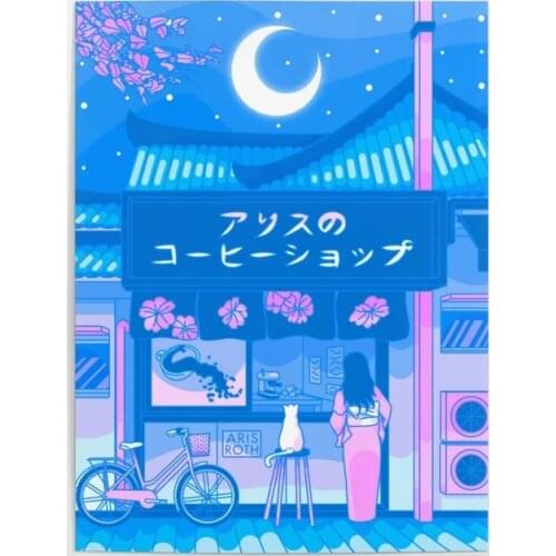 Late Night Cafe Osaka Night View Anime Posters Prints Wall Art Canvas Painting Nordic Wall Pictures For Living Kids Room Decor