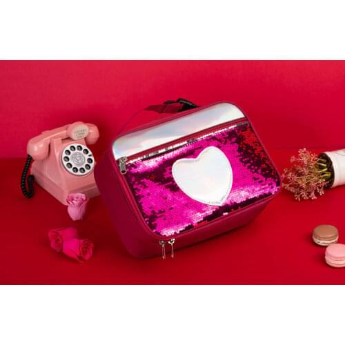 Romantic Loving Heart Lunch Box Insulated Heat Lunch Bags Women Kids Tote Thermal Cooler Foods Fashion Outdoor Picnic Portable
