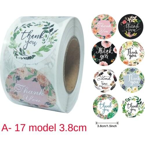 Self adhesive label flower decoration thank you sticker roll sealing sticker thank you 3.8cm