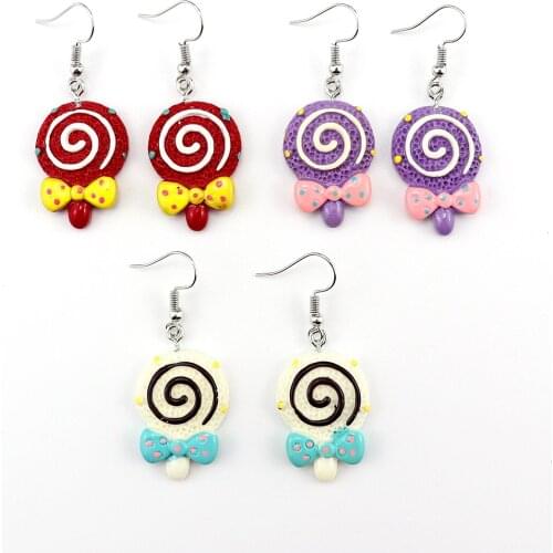 Earrings For Women Resin Candy Lollipop Drop Earrings Children Jewelry Custom Made Handmade Cute Girls Cute Candy Gift