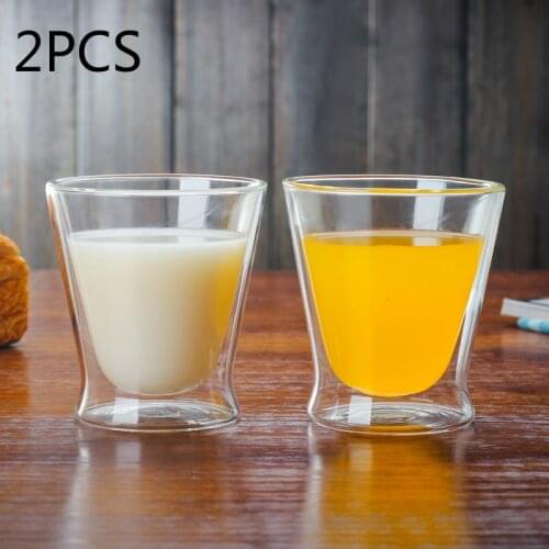 Double Wall Heat-resisting Coffee Mug Creative Juice Drinks Cup Transparent Espresso Cappuccino Latte Coffee Milk Cup Glass Cup