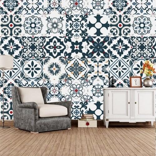 Victorian Moroccan Tiles Wall Stickers Bathroom Kitchen Glass Windows Home Decor Wallpaper Peel & Stick Vinyl Art Mural