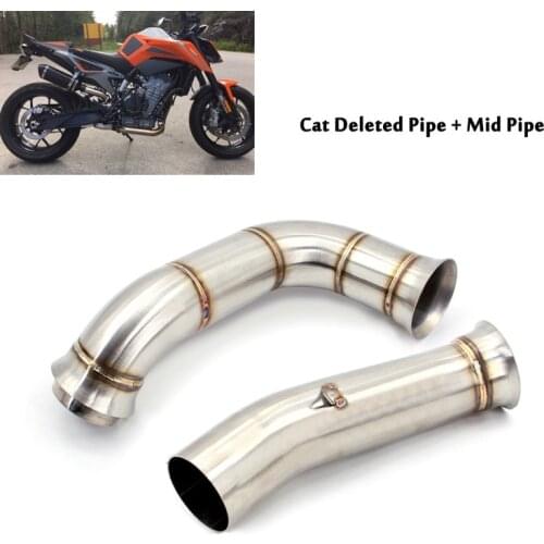 Motorcycle Exhaust System Catalyst Deleted Pipe Replaced Middle Link Tube Connection Escape Slip On 51mm Modified For Duke 790