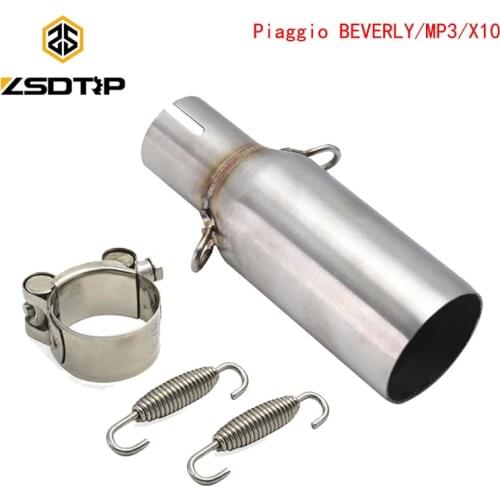 ZSDTRP For Piaggio MP3 125 2008-2014 BEVERLY 125 300 2009-2016 X10 125 12-16 Slip-on Motorcycle Exhaust Muffler Middle Link Pipe