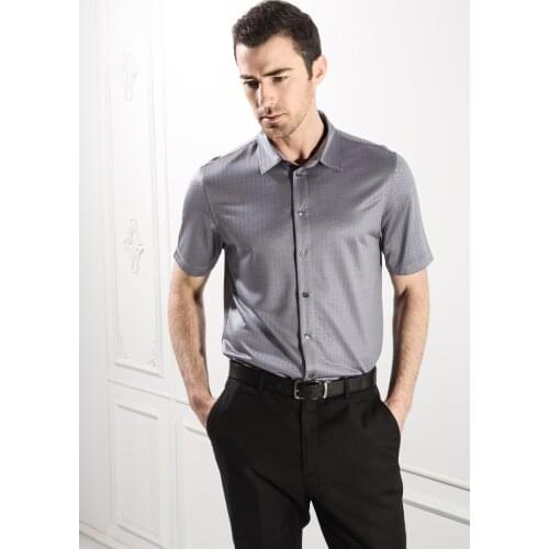 High-end mens clothing Mulberry silk business casual summer wear silk knitted shirts with short sleeves new