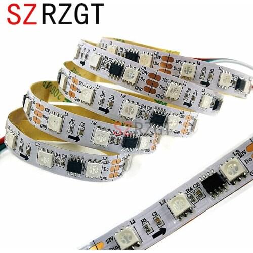 WS2811 5050 RGB LED Strip 1m/5M 60Leds/m Individual Addressable DC12V White/Black PCB, 2811 led strip Addressable Digital