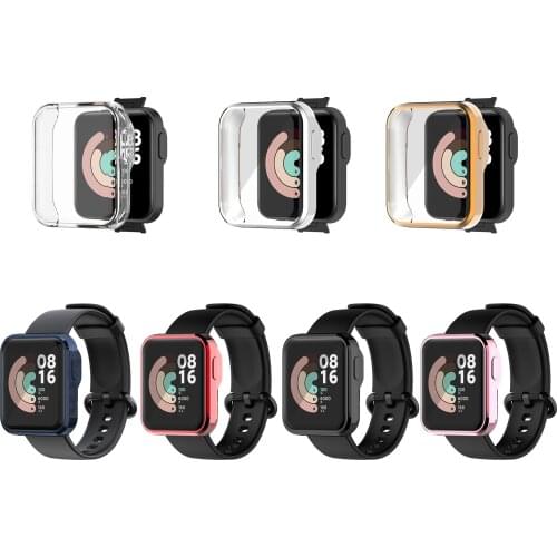 TPU Soft Full LCD Screen Glass Protector Case Shell Edge Frame For Xiaomi Mi Watch Lite Band Protective Bumper Cover Protection