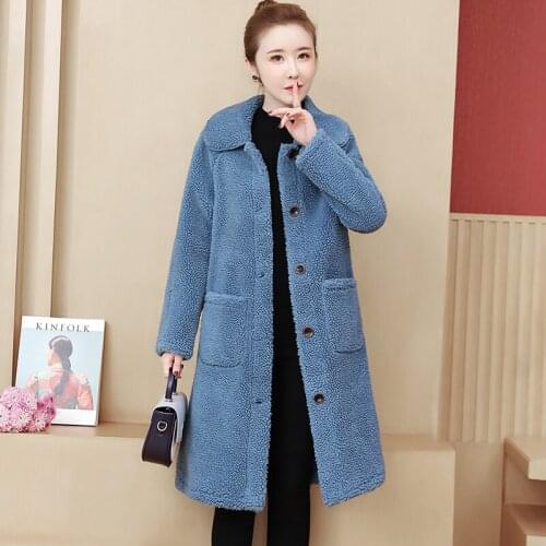 Oversized lambswool Women Jacket 2020 Winter New Fashion Loose Long Coat Warm Thicken Outerwear Plus size 5XL Female Wool Coats