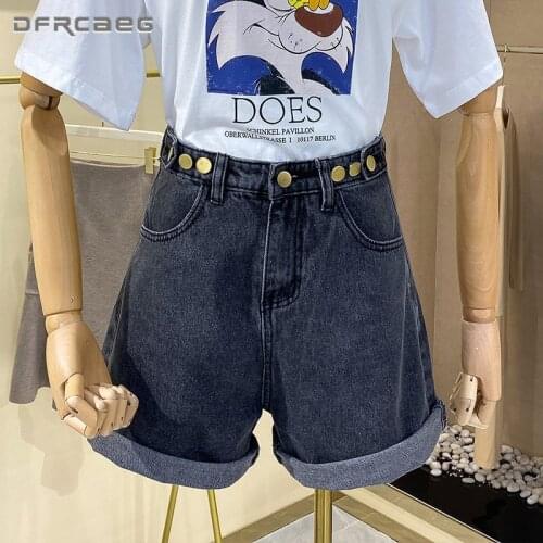 Streetwear Adjustable Waist Wide Leg Denim Shorts For Women 2020 High Waist Loose Casual Jeans Short Trousers Femme