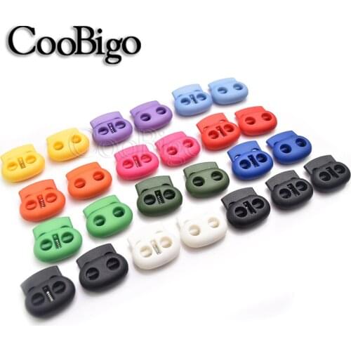 500pcs Colorful 5mm Hole Plastic Stopper Cord Lock Bean Toggle Clip for Apparel Paracord Elastic Cord Lanyard Rope Accessories