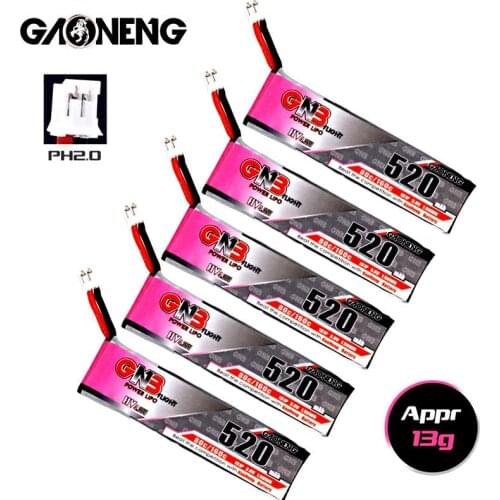 5PCS Gaoneng GNB 520mAh 3.8V 80C/160C 1S HV 4.35V Lipo Battery with PH2.0 Plug For Tinyhawk Kingkong LDARC TINY7 RC Drone Parts