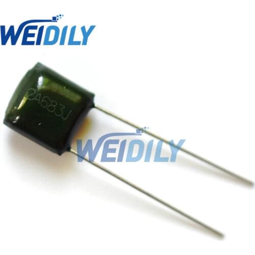 100PCS/LOT 100V 2A683J 0.068uF 68nF 2A683 Polyester Film Capacitor Capacitance