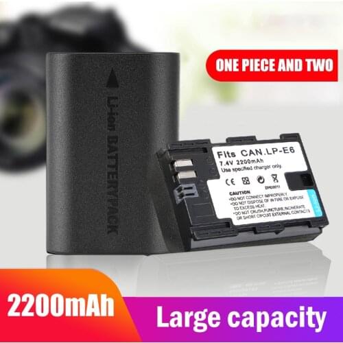 2200mAh LP E6 LPE6 LP-E6 E6N Battery + LED Dual Charger For Canon EOS 5DS R 5D Mark II 5D Mark III 6D 7D 70D 80D Camera