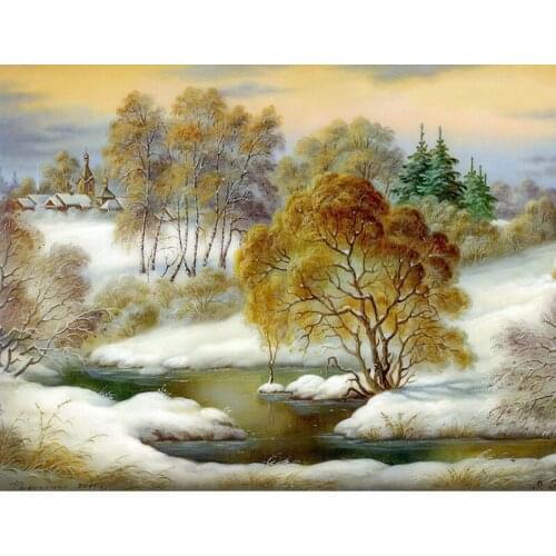 5D DIY full square&round diamond painting Cross Stitch winter landscape diamond embroidery Rhinestone mosaic home decoration