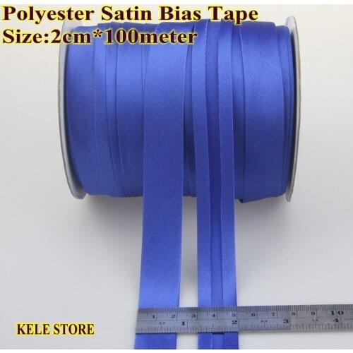 Free shipment-Polyester Satin Bias Binding Tape,size: 20mm,2cm,3/4", bjd cloth,Chinese suit, 100m DIY sewing item royal blue