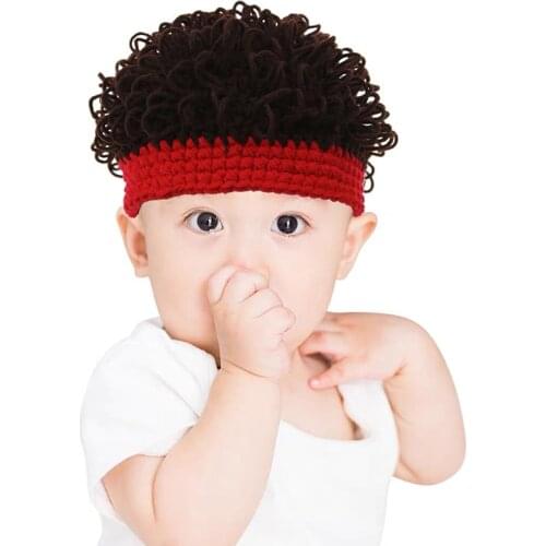 Toddler Wig Afro-hair Dreadlocks Hat Hobo Mad Scientist Rasta Caveman Handmade Winter Knit Warm Cap Gift Funny Party Beanies Kid