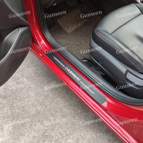 For Nissan Qashqai J10 J11 Door sill Trim Sticker Accessories Car Carbon Fibre Leather PU Protector styling 2020 2017 2014 2007