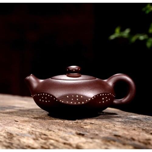Purple clay pot Yixing famous artisan raw ore purple clay small tea pot tea set 130 ml factory direct sales