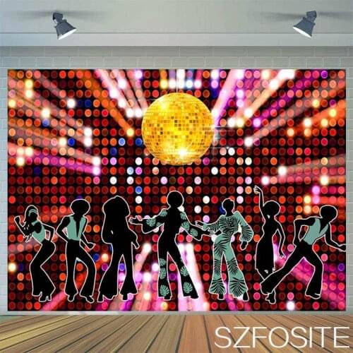 Crazy Disco Ballroom Lighting Sequin Backdrop Retro Photography Photo Background Friends Rave Party Room Decorative Vinyl Banner