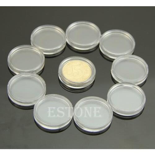 Hot 22mm Clear Round Cases Coin Storage Capsules Holder Round Plastic