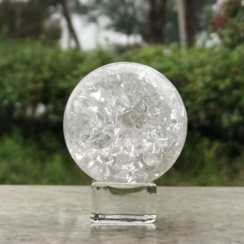 5/6cm Crystal Glass Ice Crack Ball Quartz Marbles Magic Sphere Fengshui Ornaments Rocky Water Fountain Bonsai Ball Home Decor