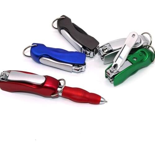 Creative stationery nail clipper ball point pen mini folding pen tool Keychain pen multi function ball point pen
