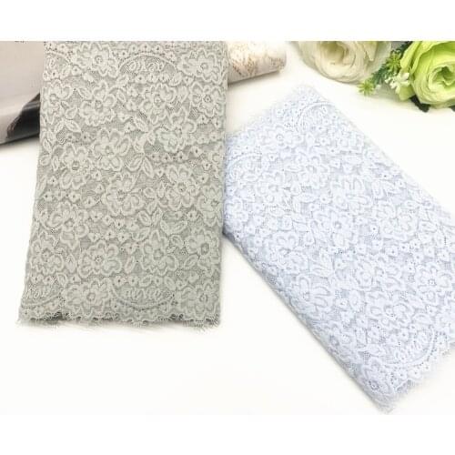 3y/lot Width 23cm Pale Blue Grey Floral Stretch Lace Trim For Lingerie Sewing Craft DIY Apparel Fabric Lace Garment Accessory