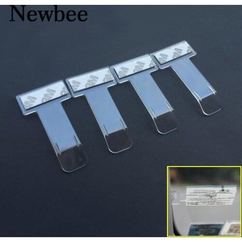 Newbee 4Pcs Auto Hook Organizer Accessories Windshield Card Fastener Dashboard Sticker Car Styling Parking Ticket Holder Clip