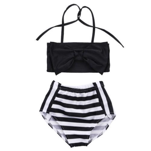 2017 Summer Bowknot Baby Girl Kids Bathing Swimwear Bikini Set Striped Swimsuit 2Pcs Costume Size 0-24M