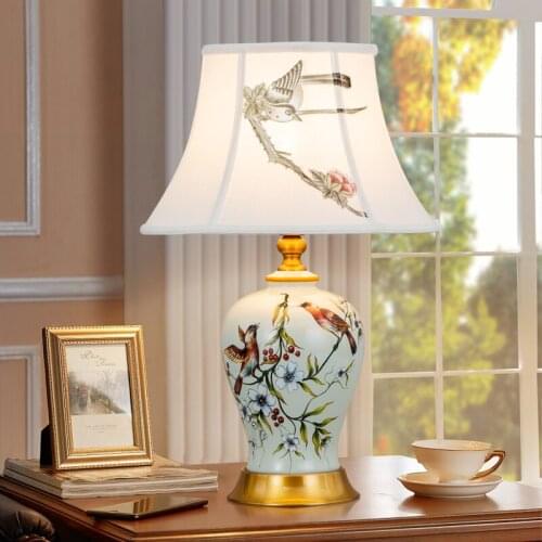 Buy 2 Get 20% Off 36x54cm New Chinese Style Decals Ceramic Table Lamp For Living Room Bedroom Bedside Lamp Luxury Bedroom Lamp