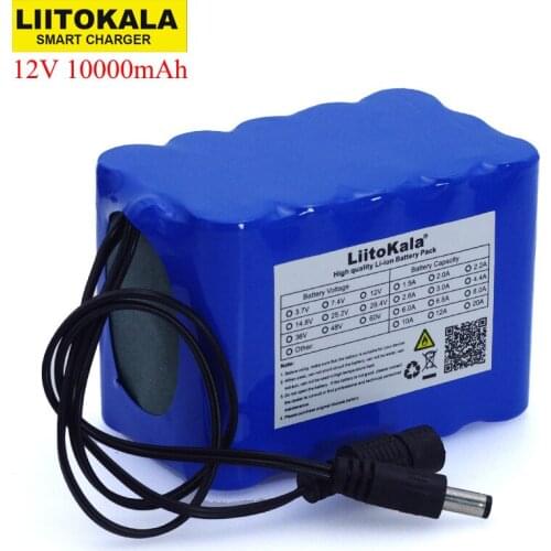 Liitokala 12V 10Ah 18650 li-lon battery pack 12.6V 10000mAh with BMS Circuit Protection Board DC 5.5*2.1mm backup power supply
