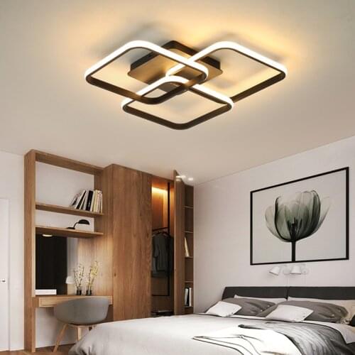 Modern Metal Led Chandelier Black Square 3 Heads Ceiling Lamp Lighting for Bedroom Living Room Indoor Decoration Fixtures