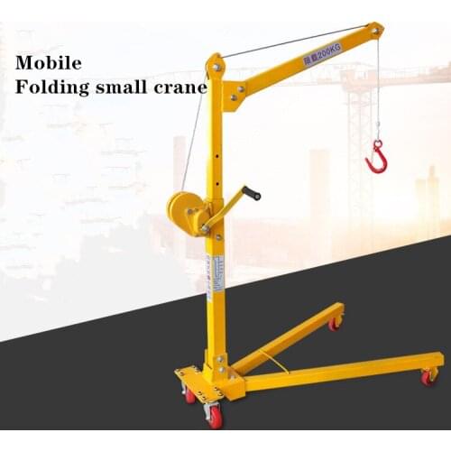 Mobile folding lifting crane 200KG small lifting platform multi-function workshop crane hand lifter