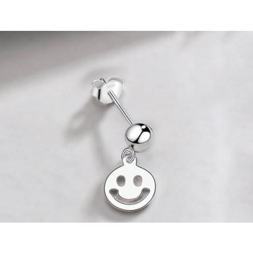 Trendy Smiling Face Minimal Stud Earrings Interesting Simple Style Tiny Bead Punk Earring Piercing Stud Accessories GiftS