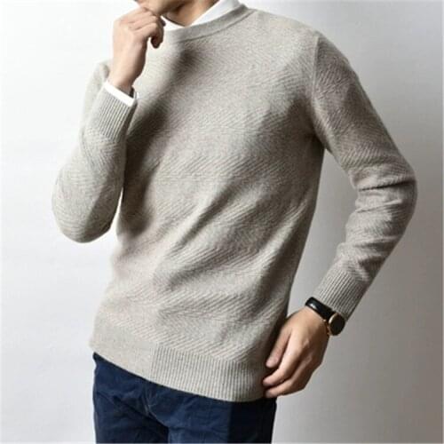 New fashion pure goat cashmere knit men Oneck slim pullover sweater solid color S-2XL retail wholesale