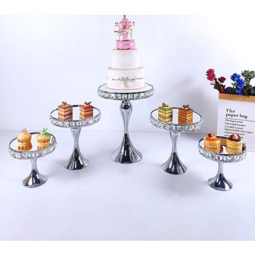 New Square Crystal Silver Electroplate Metal Cake Stand Set Display Wedding Birthday Party Dessert Cupcake Plate Rack
