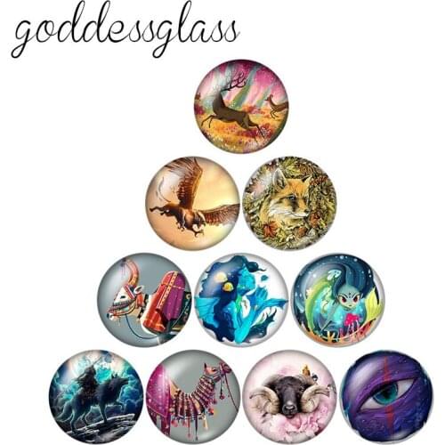 New Eagle Elk monster Animals 10pcs 12mm/18mm/20mm/25mm Round photo glass cabochon demo flat back Making findings ZB0678