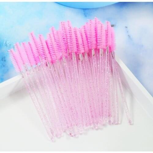 Qsty New Good Quality Disposable 50 Pcs/Pack Eyelash Eye Lash Makeup Brush Mini Mascara Wands Brush Eyelash Extension Tool