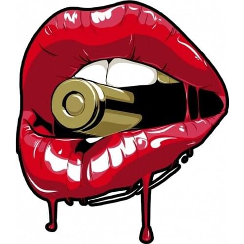 Personality Creative Design Red Lips Bullet Car Stickers Decals Waterproof Occlusion Scratch Decals Waterproof KK Car Styling