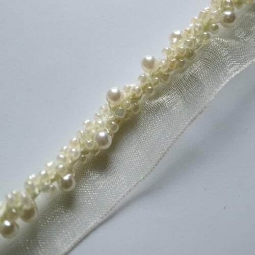 1.5cm*10yard beaded lace trims for clothes curtain DIY beading Ribbons trimmings for collar parches sewing accessories