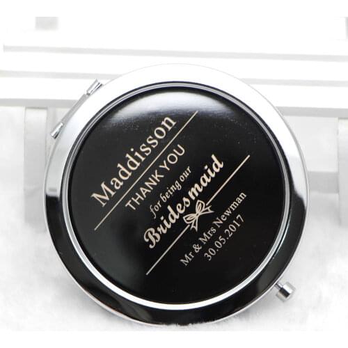Custom Engraved compact mirrors Great Personalized wedding gift for bridesmaid #18413