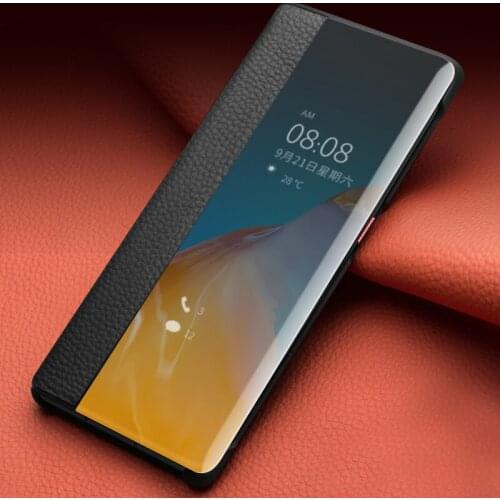 Qialino Fashion Genuine Leather Flip Case For Huawei Ascend P40 Ultra Slim Phone Cover With Smart View For Huawei P40 Pro